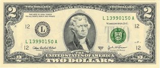 Два доллара США (аверс), 2$